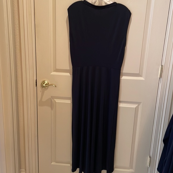 Banana Republic long black tank dress gorgeous drape. Size L - Picture 3 of 5